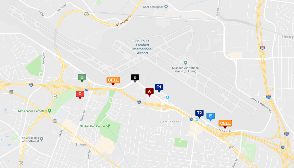 Parking and Cell Phone Lots - St. Louis Lambert International Airport