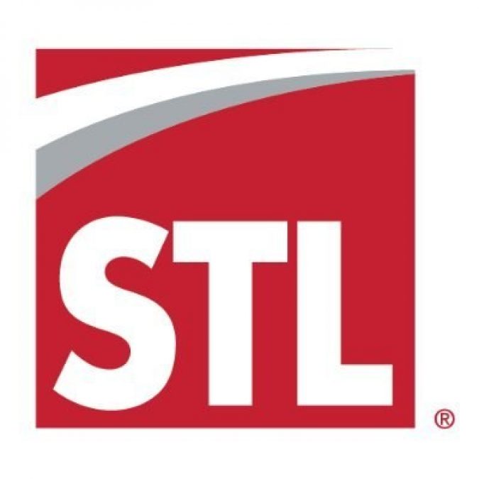 Photo of the St. Louis Lambert International Airport, which is a red background with the letters "STL" in the foreground