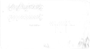 Faint engineering sketch showing a truss design, sinusoidal curves, geometric shapes, and construction notes, all drawn in pencil on white paper. Some details and lines are hard to distinguish.