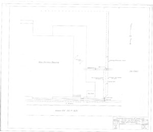 A site plan drawing showing a new factory building, adjacent roadways, sidewalks, property lines, and a labeled parking area, with a north arrow and title block in the lower right corner.