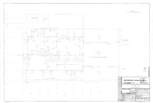 Faintly detailed architectural or engineering floor plan drawing labeled “BUILDING 2, P. Q. PURIFICATION LABS & OFFICES” by McDonnell Douglas Corporation, showing rooms, walls, doors, and technical notes. Title block in lower right corner.