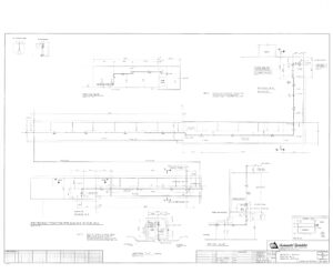 Engineering blueprint showing detailed structural plans for a new truck scale pit, including sections, dimensions, annotations, and construction notes. The drawing is titled “New Truck Scale Pit” and includes the architect’s information.