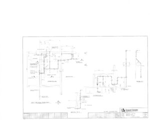 Technical engineering drawing of a piping and instrumentation diagram (P&ID) showing valves, pipe sections, measurement points, and notations for an industrial fluid system. Title block is labeled Automatic Sprinkler Corporation.