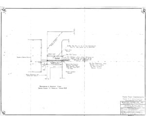 Black-and-white engineering drawing showing an underdrain and embankment plan with labeled structural components, measurements, and construction notes. Title block in lower right reads Walton-Viking Co., Structural System No. 2.