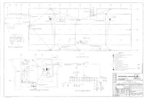 Architectural wiring diagram for Level B, Island B of a building, showing speaker and telephone system layout, cable routes, legend, notes, and equipment details, with title block labeled “McDonnell Douglas.”.