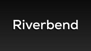 This is the logo for STL's Riverbend Market in Concourse C. The name is printed in white upper and lower case Times New Roman font on a black background.