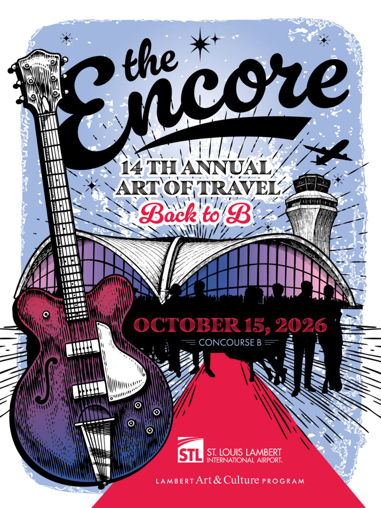 STL's Art of Travel Gala poster featuring the theme the Encore. 
