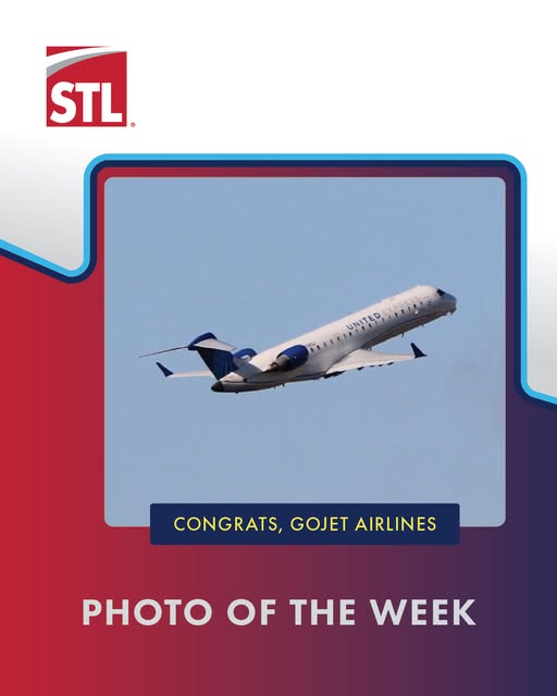 A United Express plane, operated by GoJet Airlines, takes off from STL.