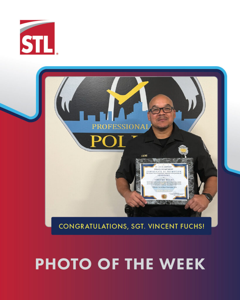 A photo of Vincent Fuchs who was recently promoted to Sergeant with the St. Louis Airport Police Department.